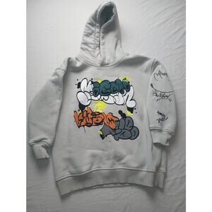 Zara Youth Graffiti Print Hooded Sweatshirt Size 6 Boys Pull over